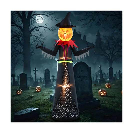 Halloween Inflatable 9FT Giant Pumpkin Witch Outdoor Decorations