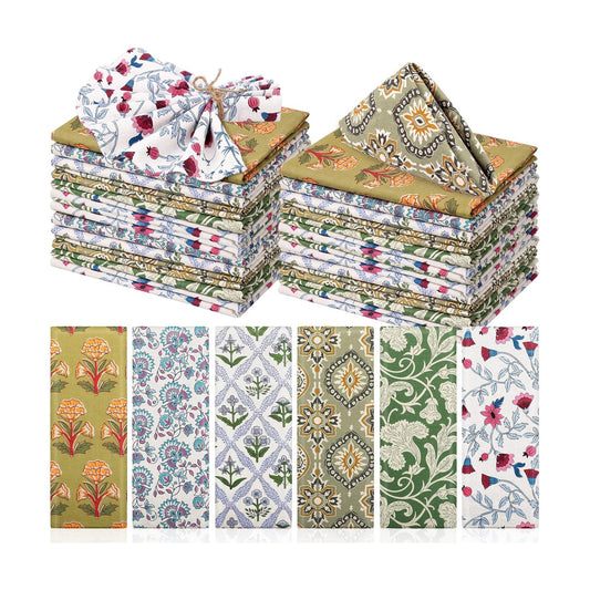 Funnymoom 12 Pcs Cotton Cloth Napkins Hand Block Print