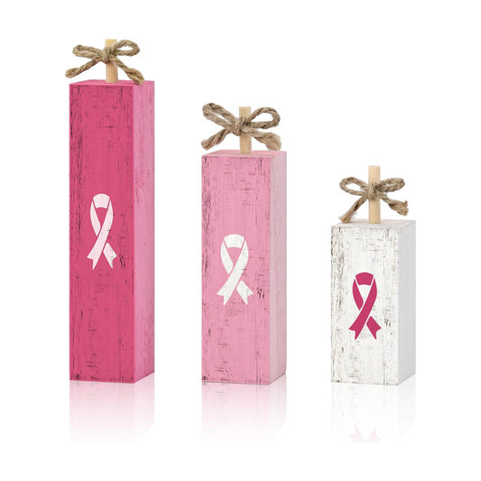 Smile Breast Cancer Awareness Wooden Block Sign