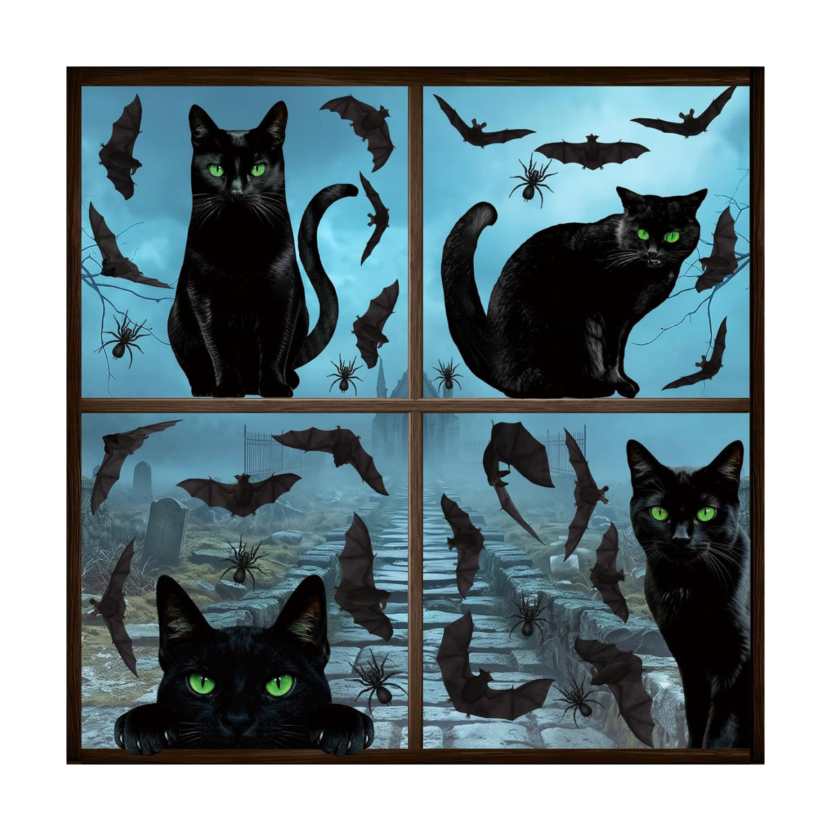 Halloween Decoration Window Clings,Large Black Cat Window Stickers