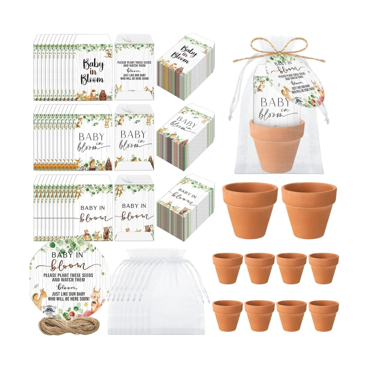 Reallnaive 24sets Baby Shower Party Favors Baby in Bloom Seed Packets