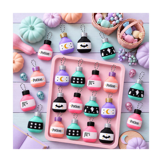 Mindsoft 24 Pcs Halloween 3D Felt Potion Bottle Hanging Ornament Tree Decor