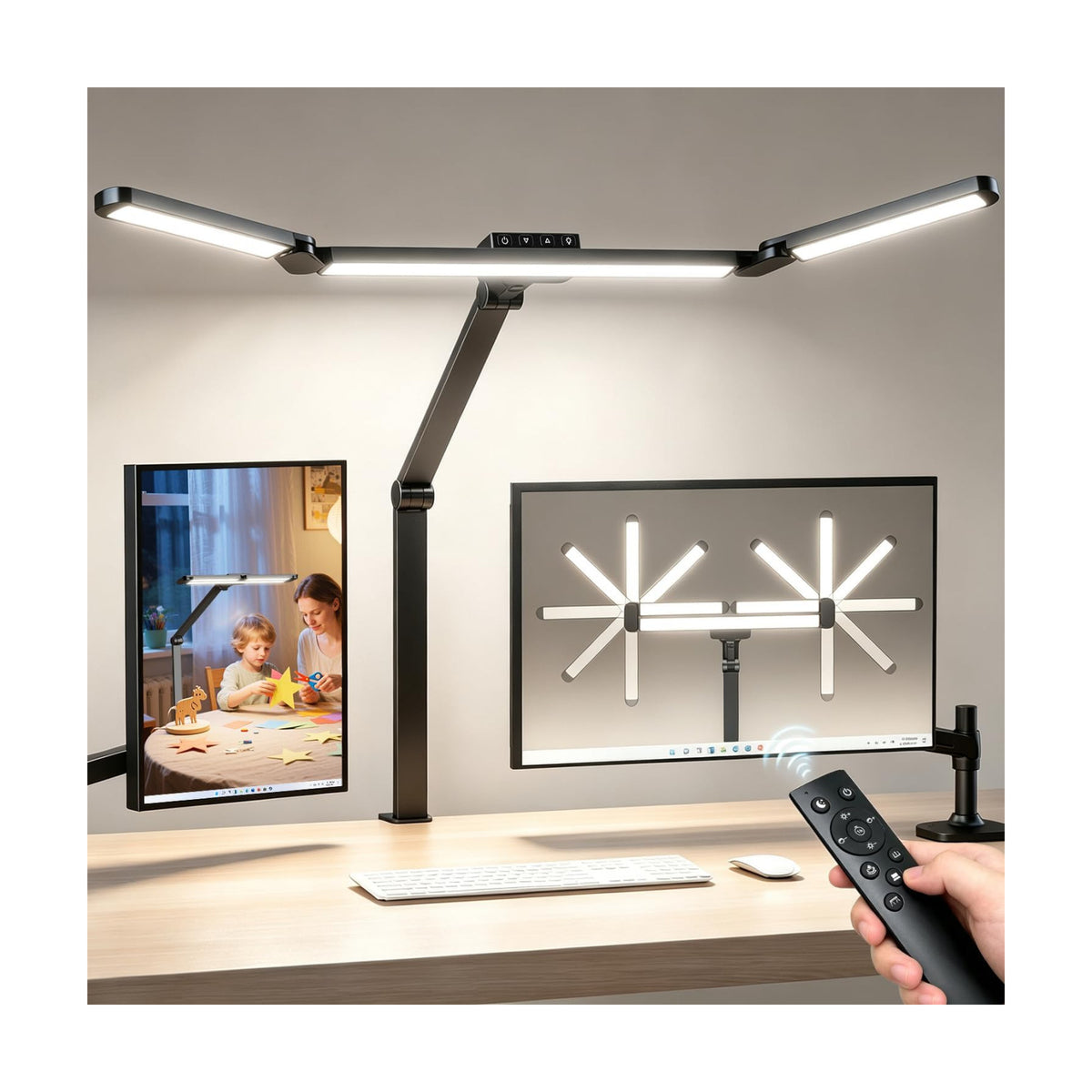 GUARDKING Desk Lamp for Home Office with Clamp 33.4" 5 Color & 5 Brightness | Led Desk Light with Remote Control