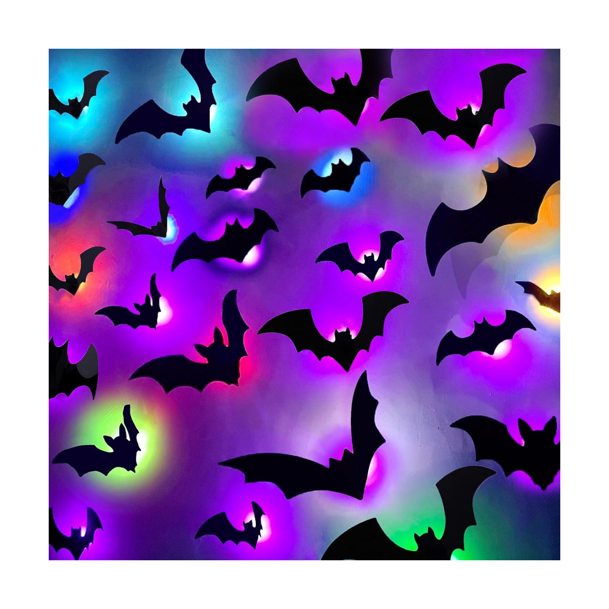 DIYASY 40 Pcs Light up Bats Wall Decor, 3D Halloween Lighted Bat Stickers