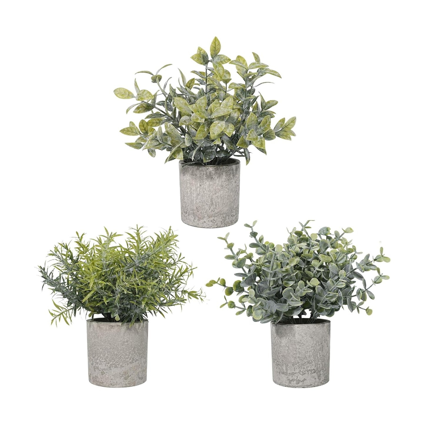 Velener Set of 3 Small Fake Plants Eucalyptus, Artificial Plants Indoor for Shelf, Potted Eucalyptus Plants for