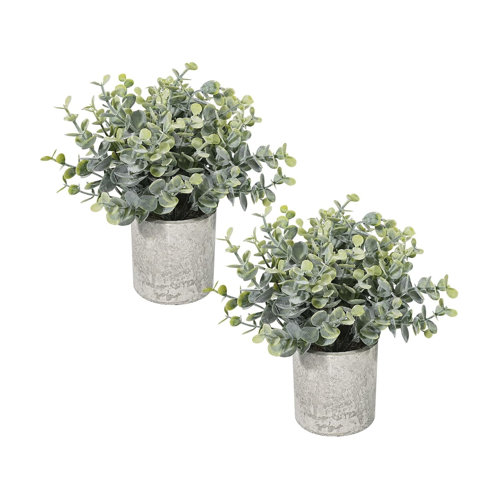Velener 2 Pcs Small Fake Plants Eucalyptus, Artificial Plants Indoor for Shelf, Potted Eucalyptus Plants for