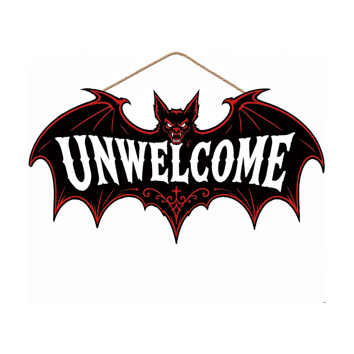 Halloween Decorations - Funny Gothic Bat Wooden Sign for Front Door
