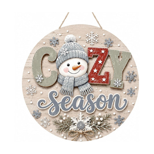Winter Decorations - Cozy Season Door Sign for Front Door | Winter Decor