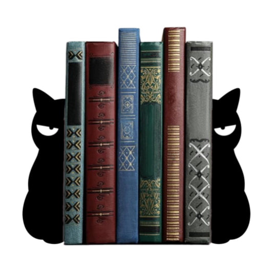 Angry Cat Bookends Sarcastic Metal Book Ends / Set of 2