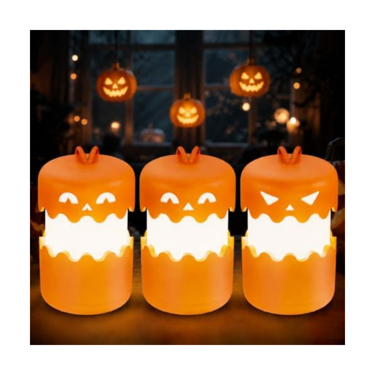 Rechargeable Halloween Pumpkin Lantern Light Collapsible Jack O Lantern
