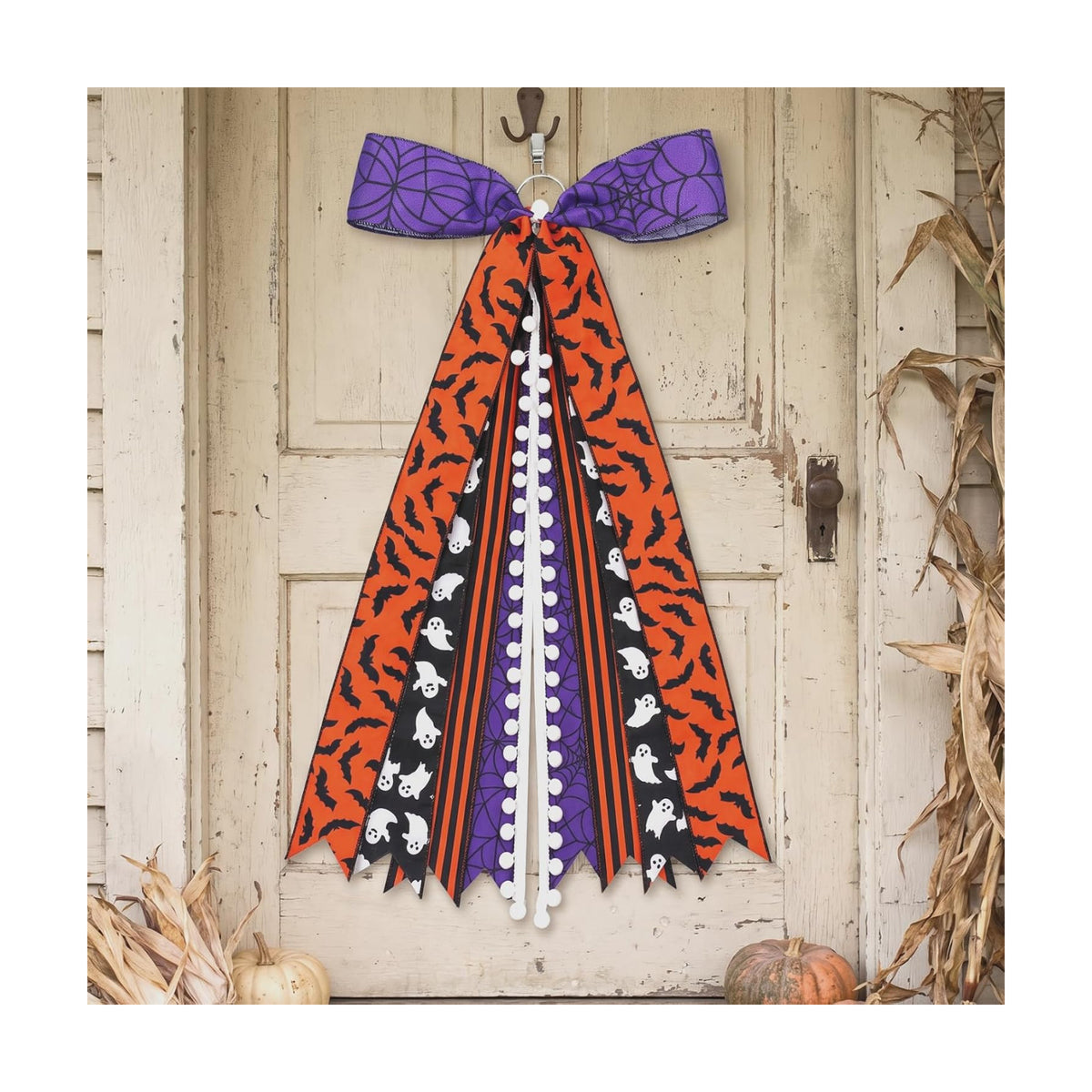 1 Pack Halloween Large Wreath Ribbon Bow for Front Door
