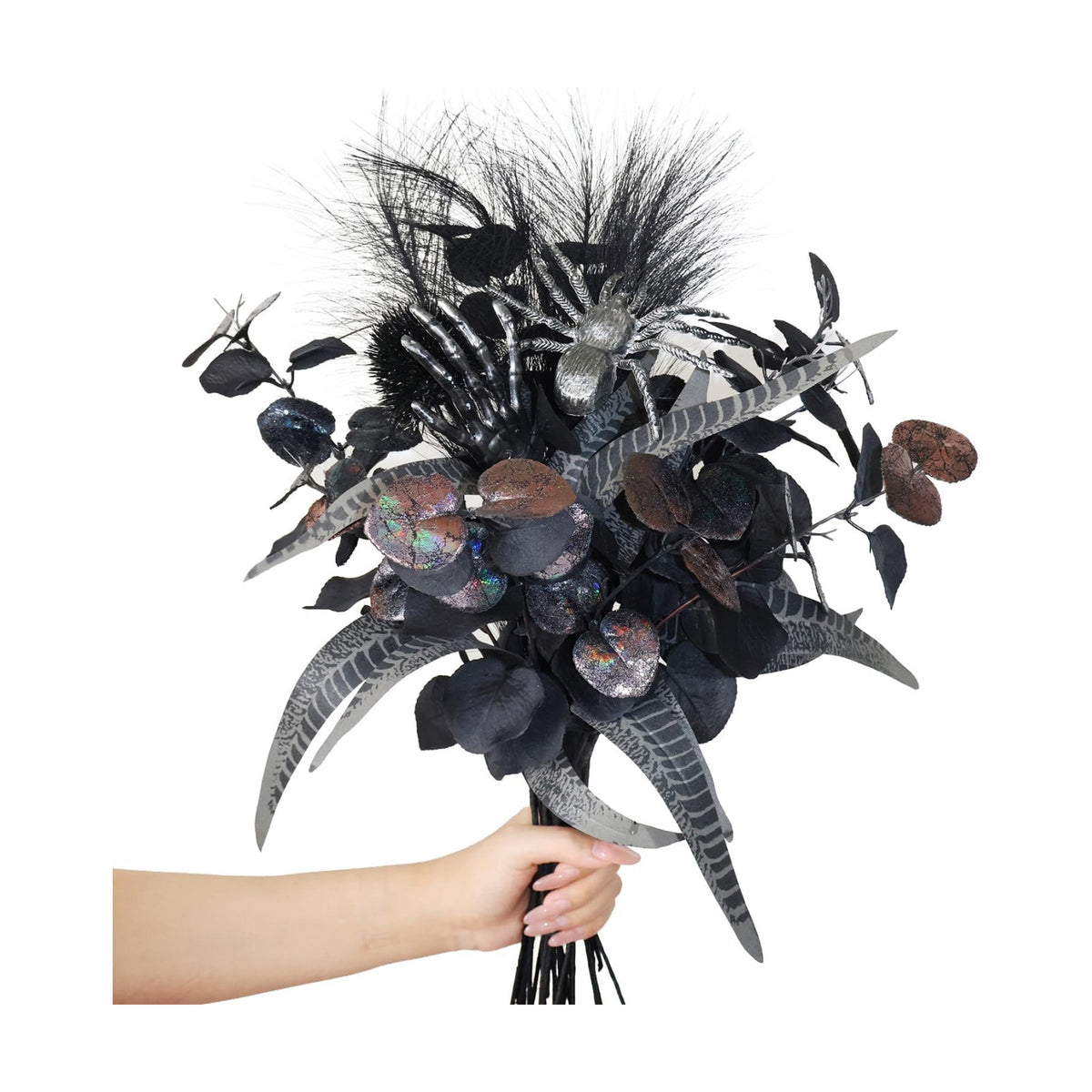 25 Pcs Black Halloween Floral Picks Gothic Bouquet Decor 17"