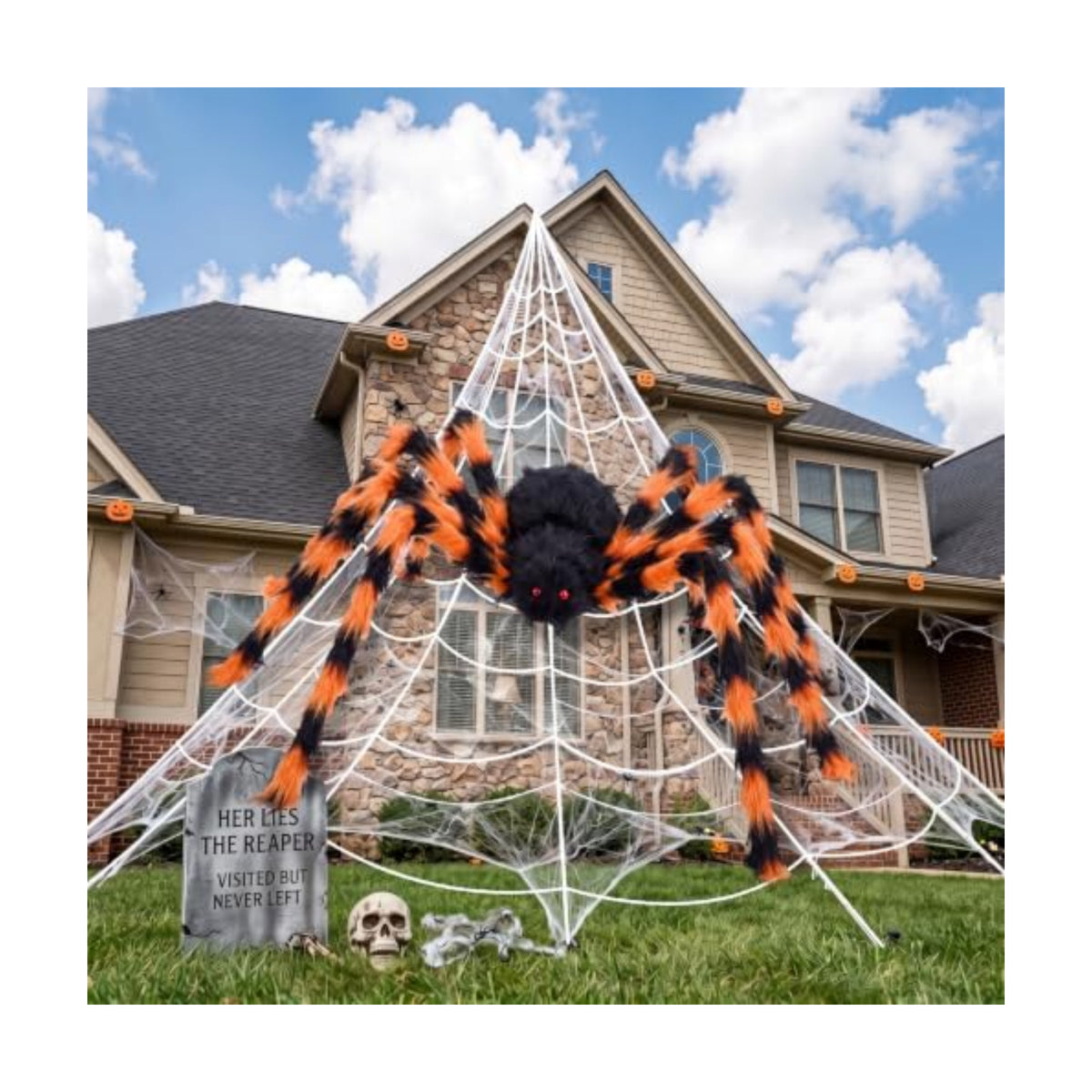 Halloween Decorations Outdoor Spider Webs:1Pcs Giant Spiders-Outdoor Use