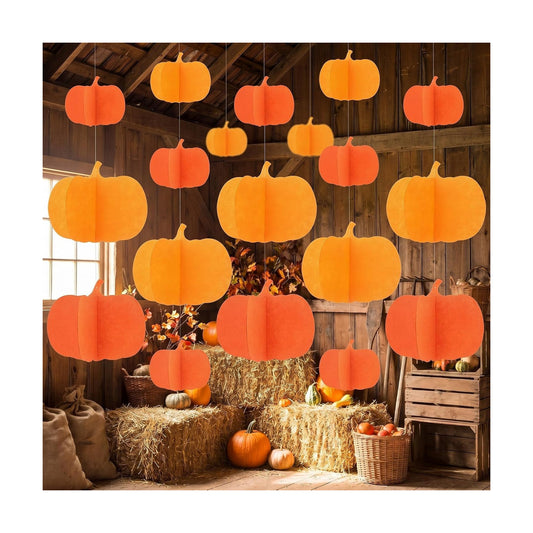 Irenare 24 Pcs Fall Pumpkin Hanging Decorations Felt Pumpkin Autumn Decor Two-Tone Decorative Hanging Ornament for Craft Home Office Autumn Thanksgiving Harvest Halloween Farmhouse Decor