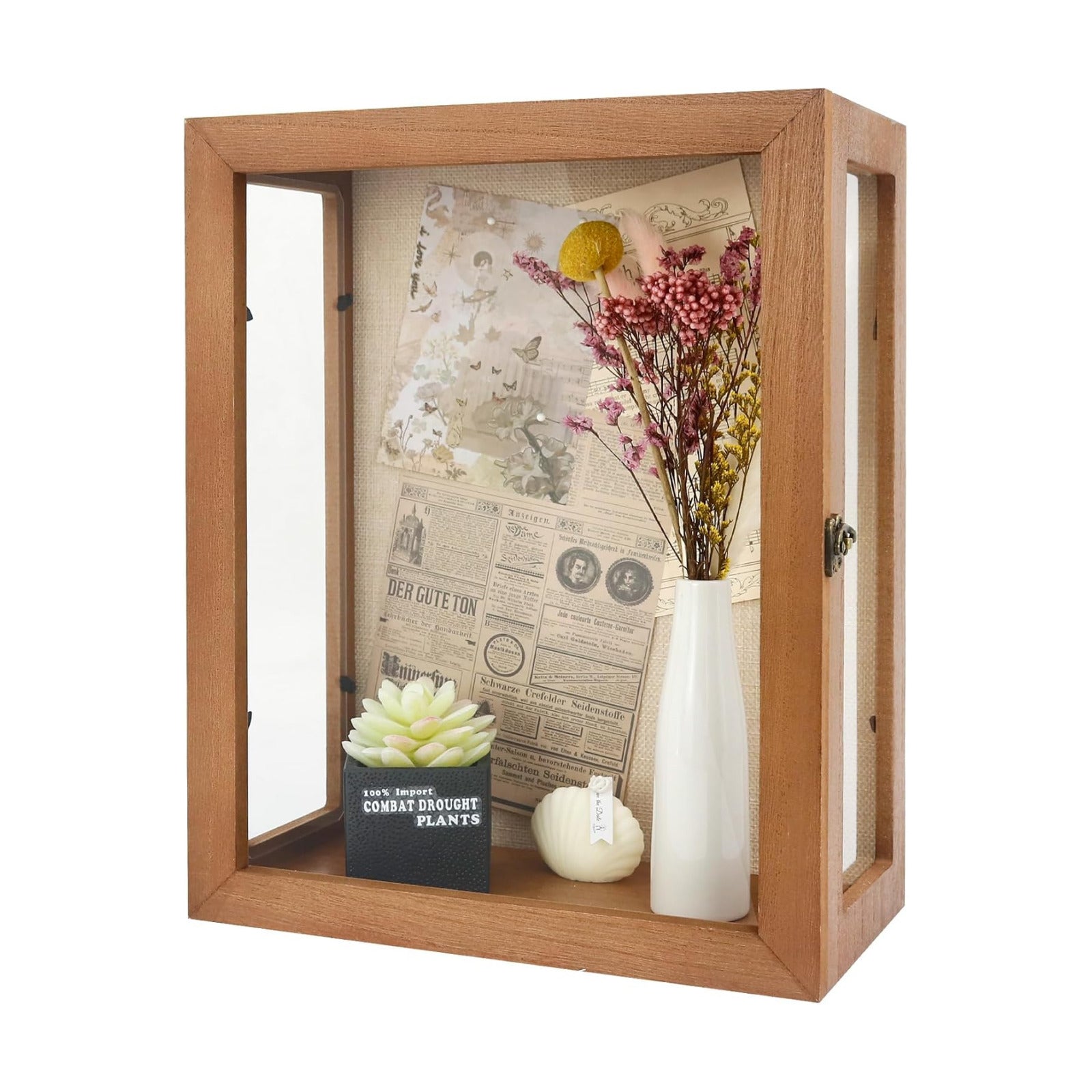 11x14x6 Extra Deep Shadow Box with 3 Removable Panels,Carbonized | Wood Display Case for Wall Mounted or Tabletop