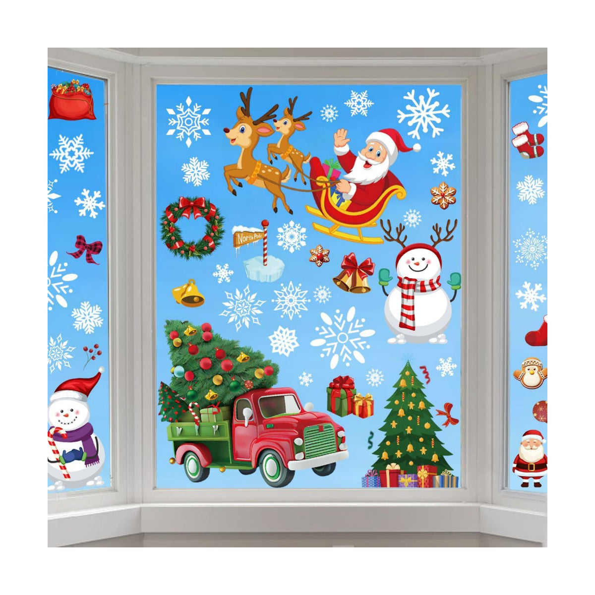 9 Sheets Reusable Christmas Window Clings for Christmas Decorations