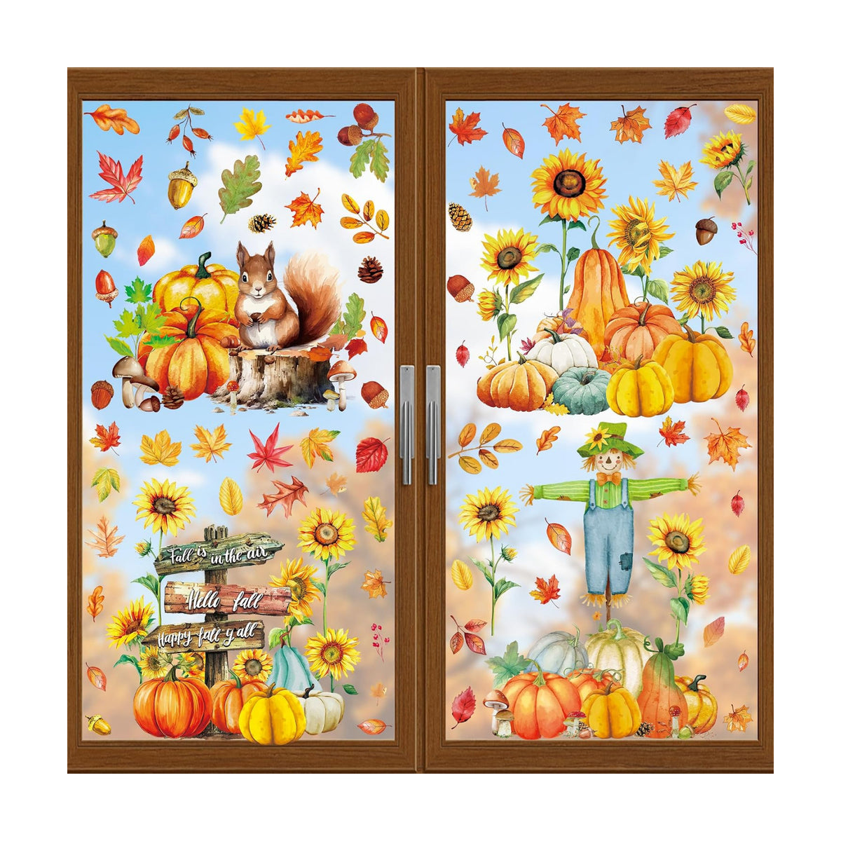 77 PCS Scarecrow Fall Decor, 9.84 x 13.78 Inch Fall Window Clings for Home