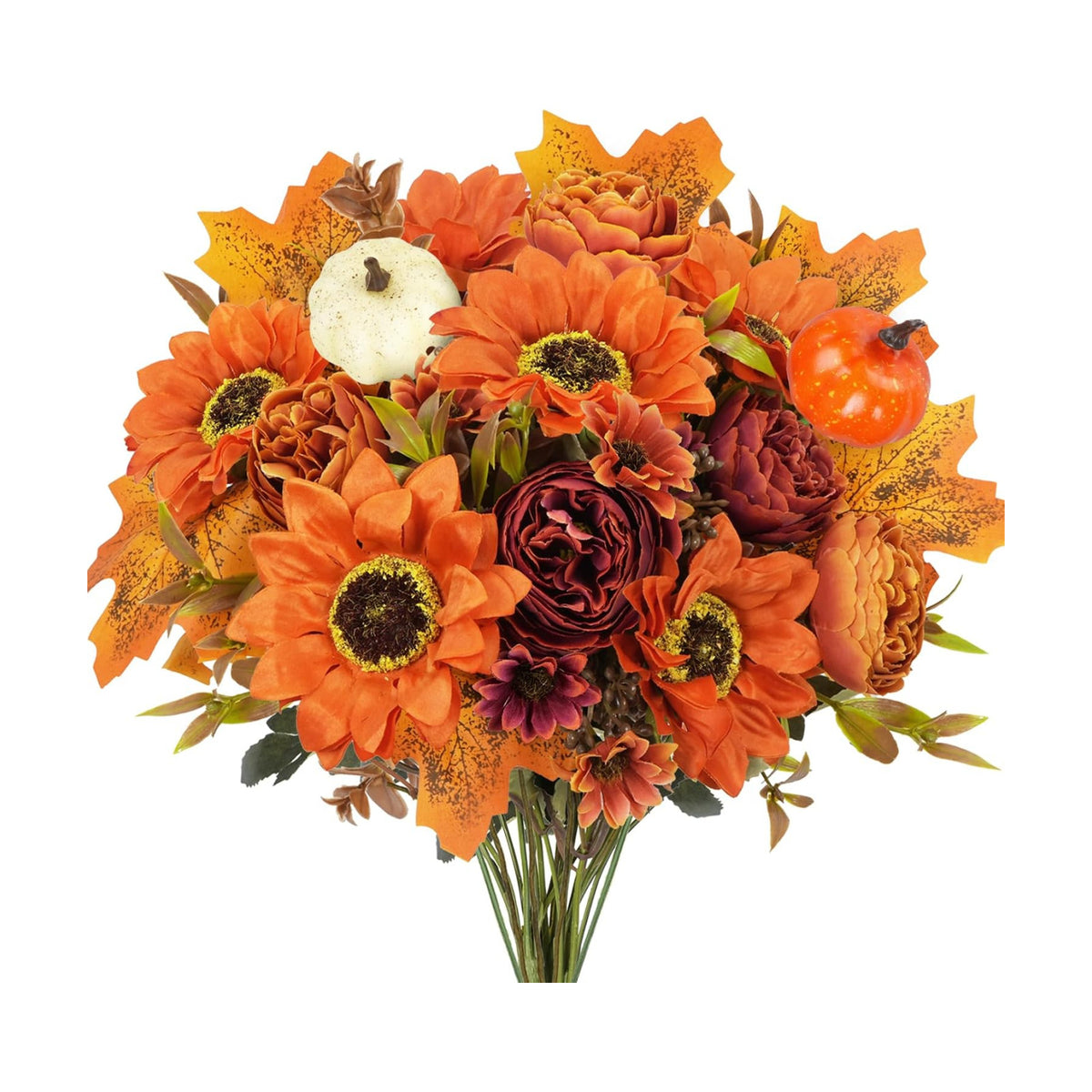 GTIDEA Fall Artificial Flowers, Fall Sunflowers Arrangements with Pumpkin