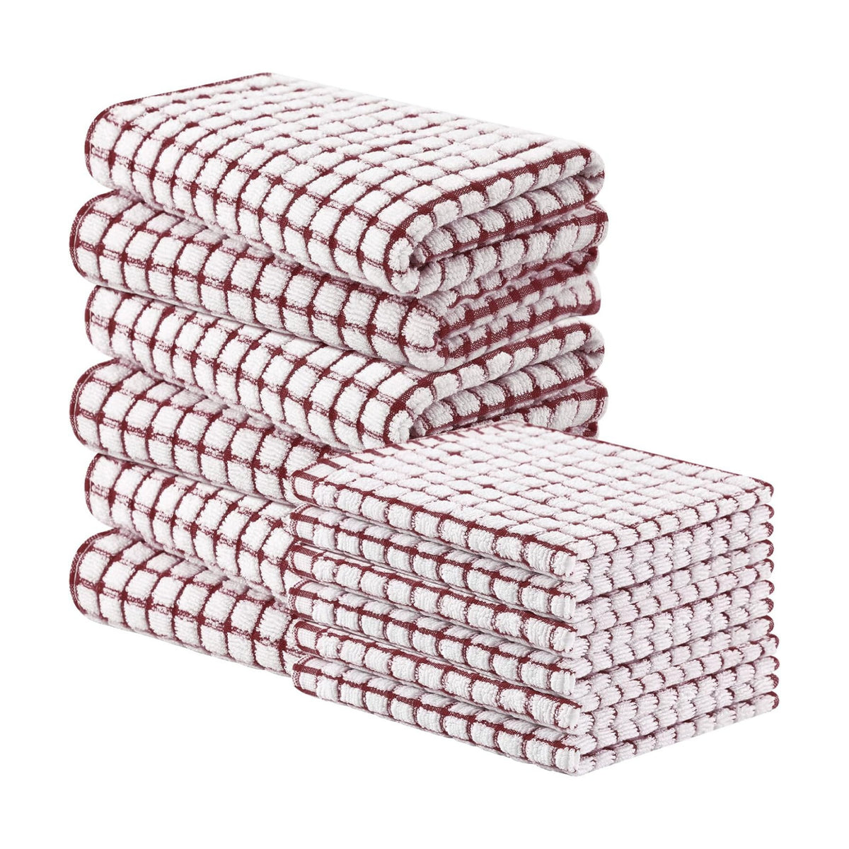 Homaxy Kitchen Towels and Dishcloths Set, Set of 12, Burgundy | Cotton Terry Kitchen Dish Towels, Super Soft and