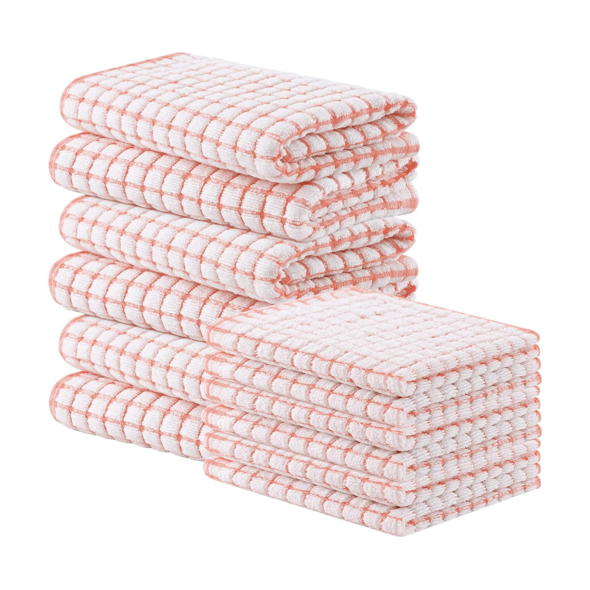 Homaxy Kitchen Towels and Dishcloths Set, Set of 12, Coral | Cotton Terry Kitchen Dish Towels, Super Soft and Absorbent