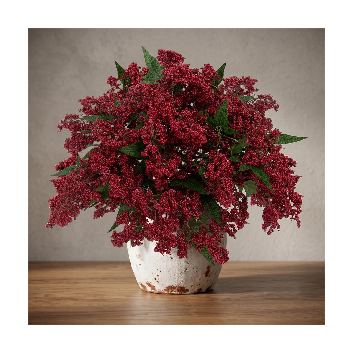 Daynight 6 Pcs Artificial Berry Stem for Vase, 17 in Faux Nandina Branches Fall Floral Picks Fake Realistic Berry Spray for Wedding Autumn Farmhouse Home Decor (6, RED, 17Inch)