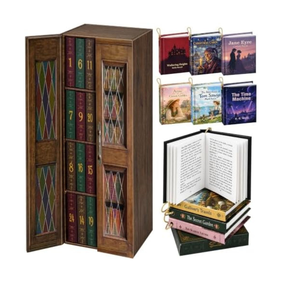 Mini Book Advent Calendar 2026 for Book Lovers, Christmas Tree Decor Books