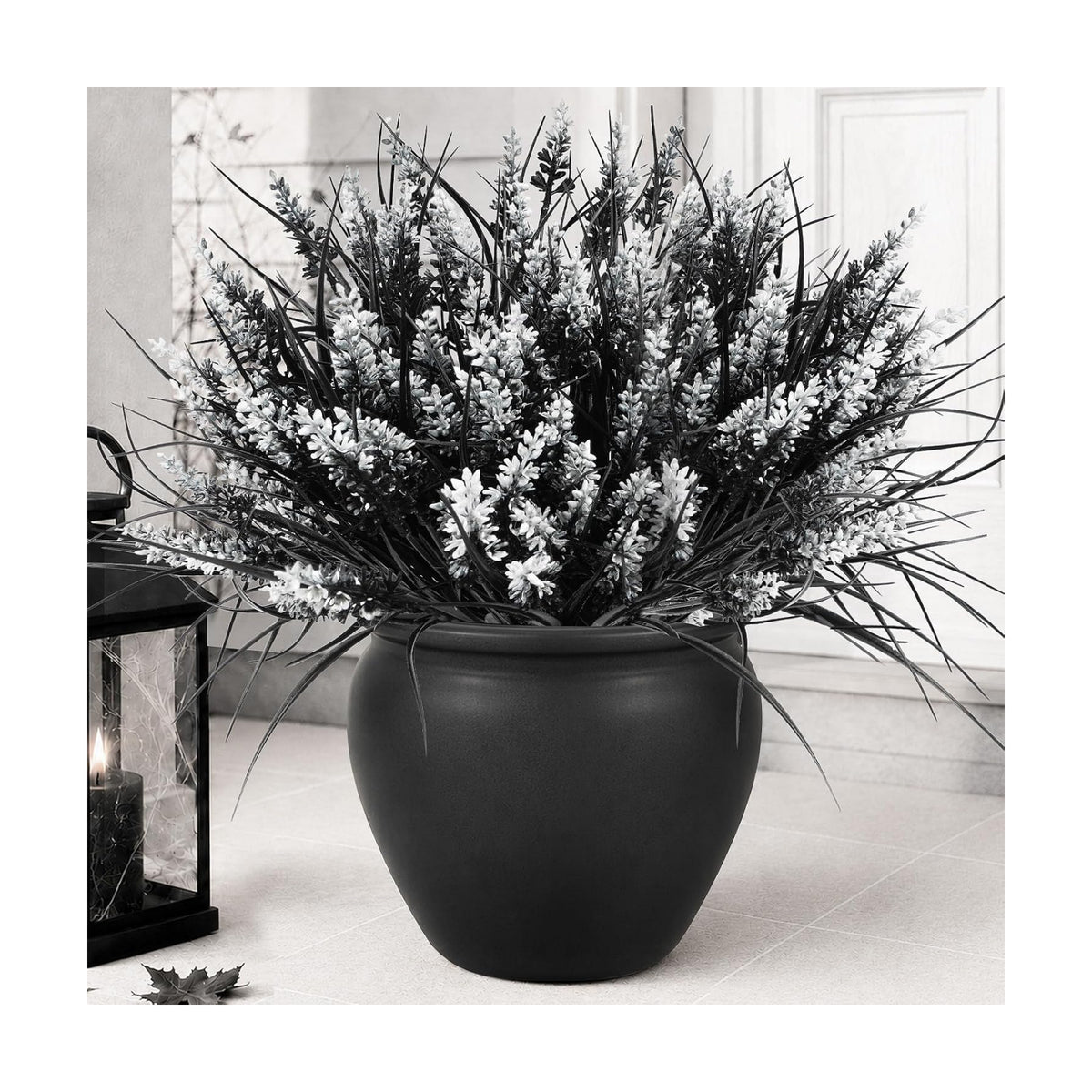 Black Artificial Flowers Outdoor Fake Plants Grass Halloween Decorations
