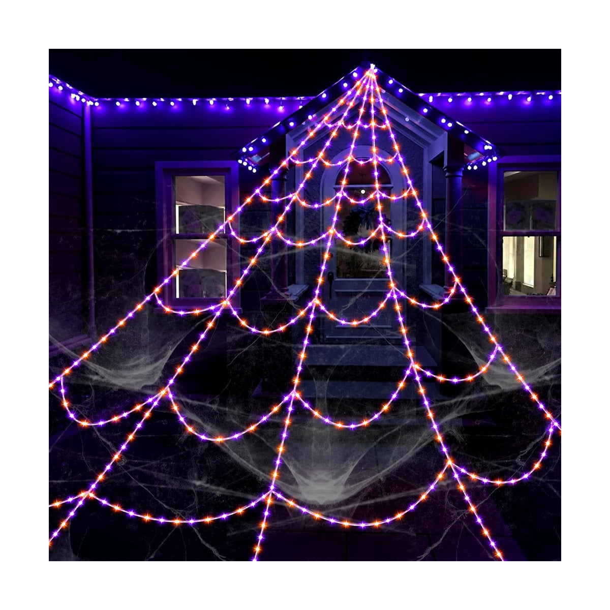 Halloween Decorations Spider Web Lights, 455 LED 16.4Ft Light Up Spider Web