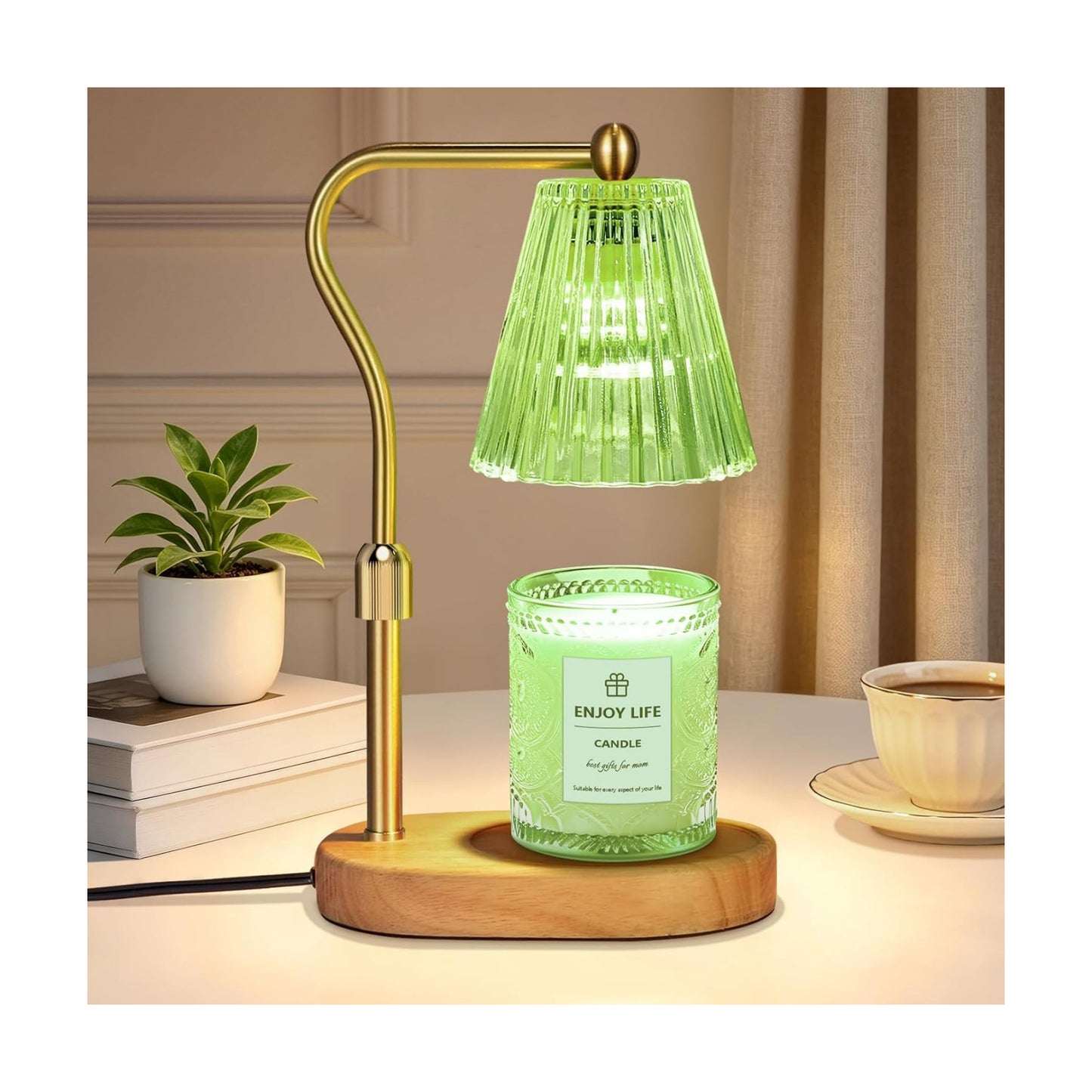 Green Candle Warmer Lamp with Timer Dimmer Adjustable Height,Birthday Gifts for WomenElectric Wax Warmer Vintage Home