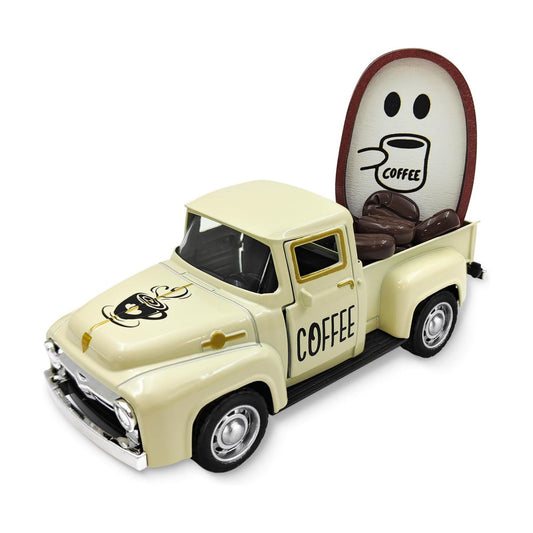 Halloween Coffee Table Decor Coffee Ghost Vintage Metal Truck, Cream