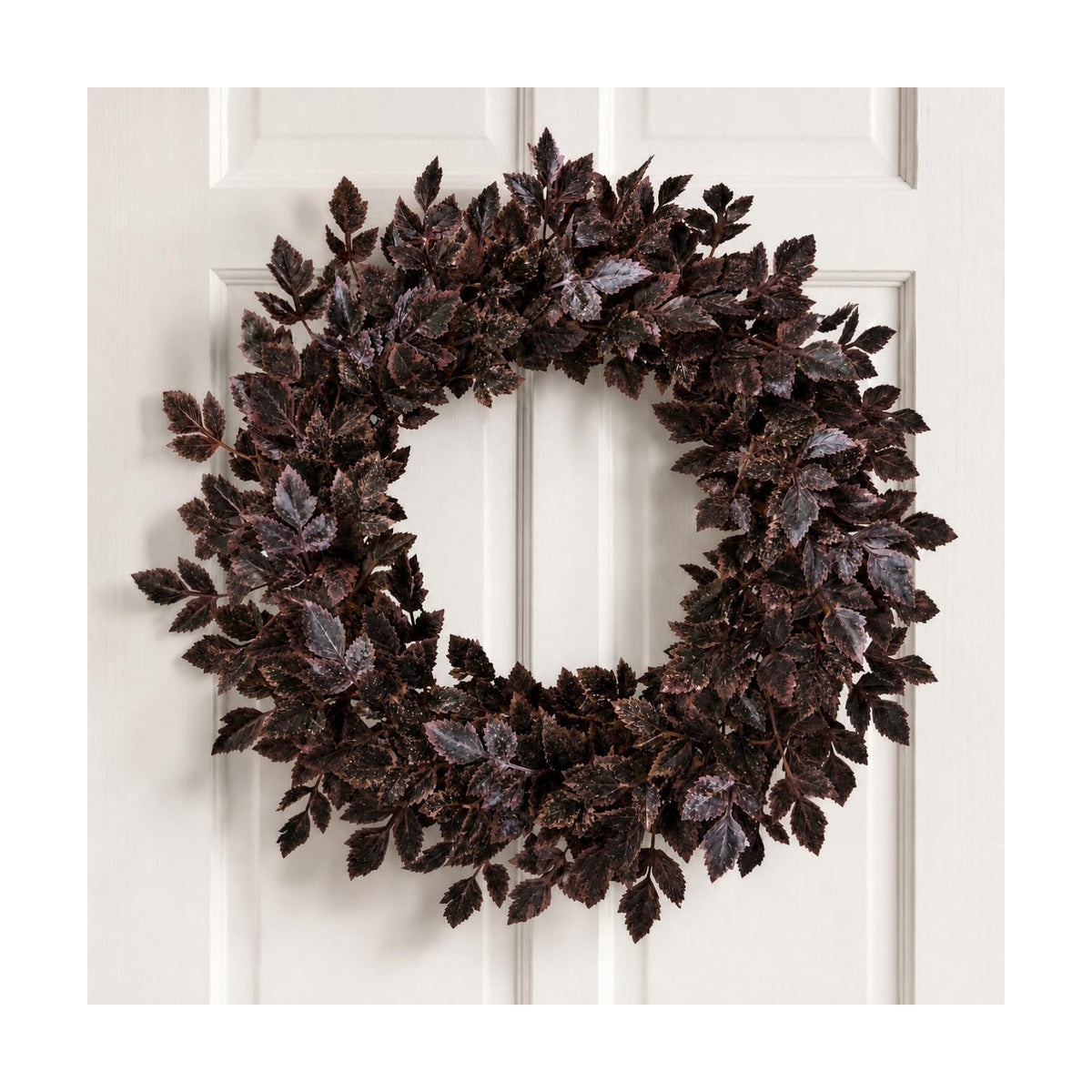 Fall Decor for Front Door-Plum Leaves Wreath, Both Halloween and Fall