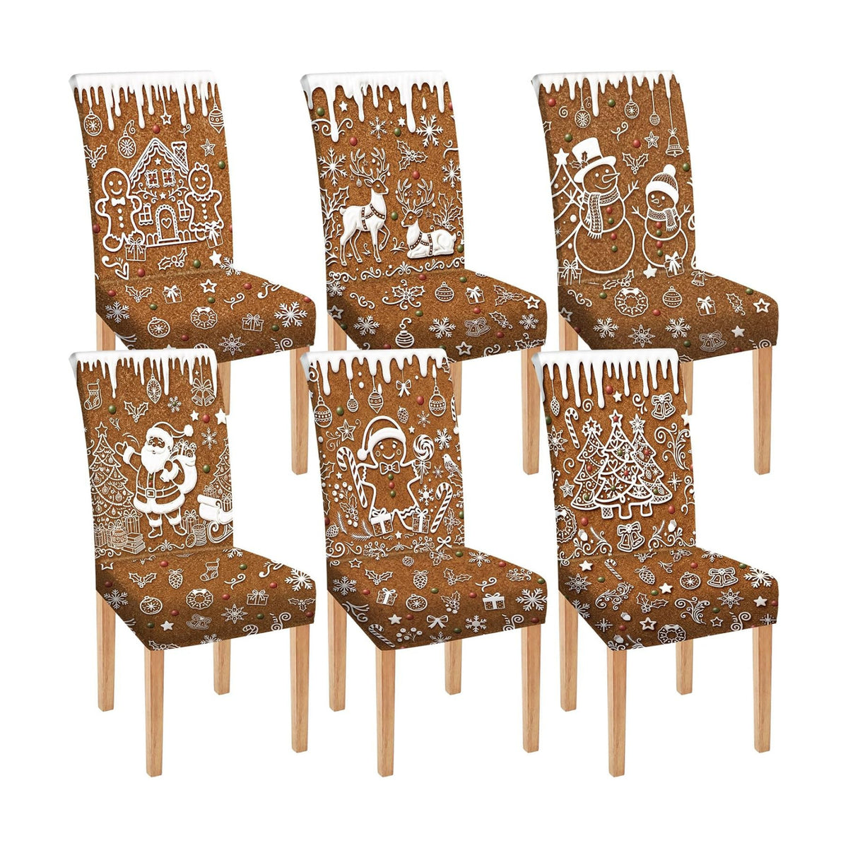 Moukeren 6 Pcs Christmas Chair Covers Gingerbread Dining Slipcovers
