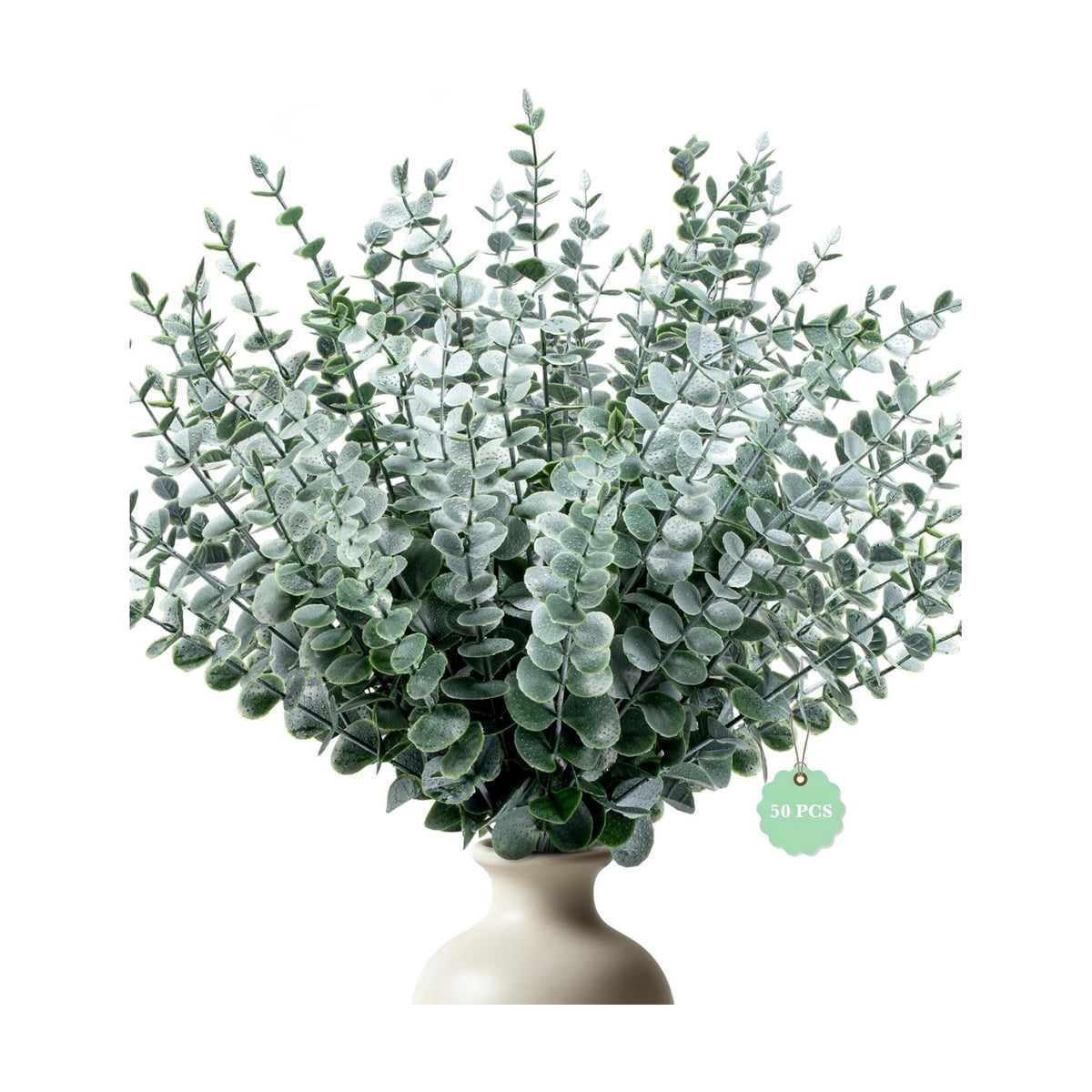50 Pcs Eucalyptus Stems Artificial Eucalyptus Leaves,Fake Eucalyptus Plants
