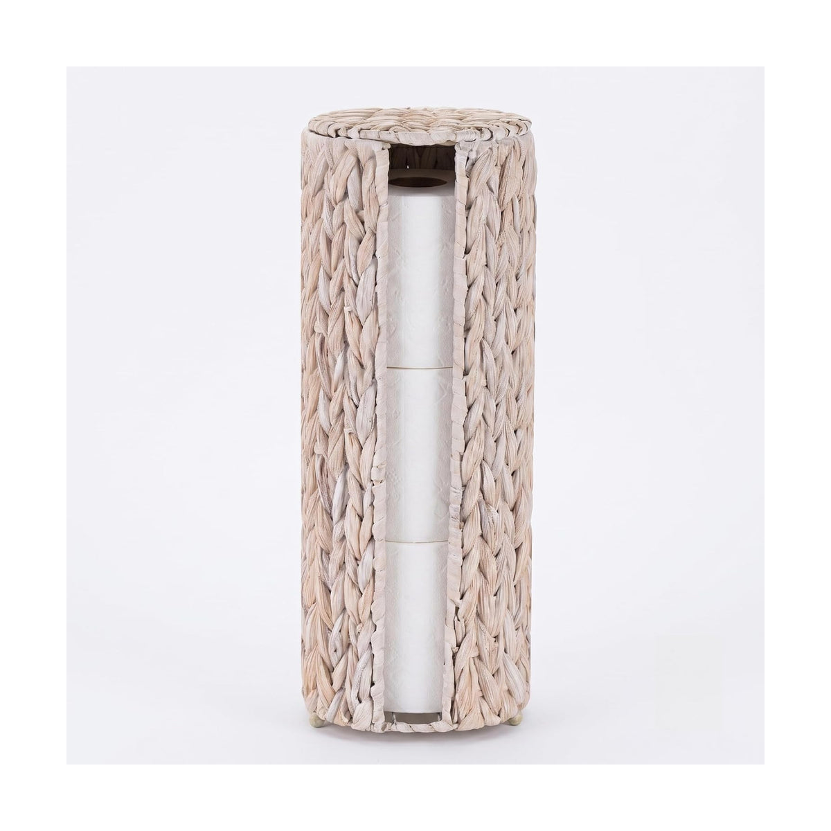PINXIURY Water Hyacinth Paper Roll Holder, Wicker Toilet Paper Holder Stand for Bathroom, Toilet Roll Holder Stand for