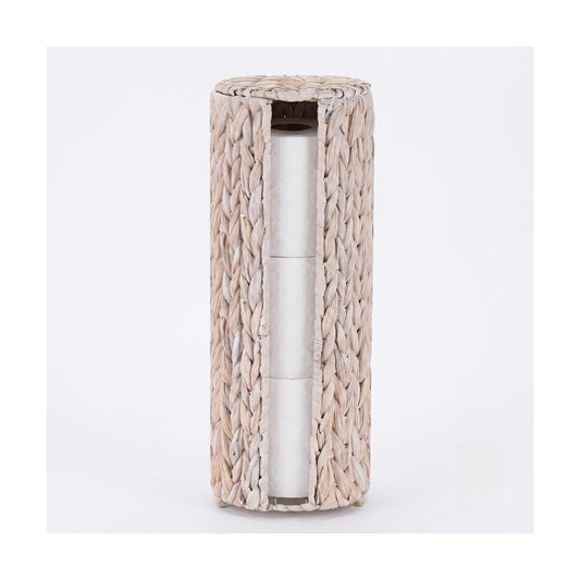 PINXIURY Water Hyacinth Paper Roll Holder, Wicker Toilet Paper Holder Stand for Bathroom, Toilet Roll Holder Stand for