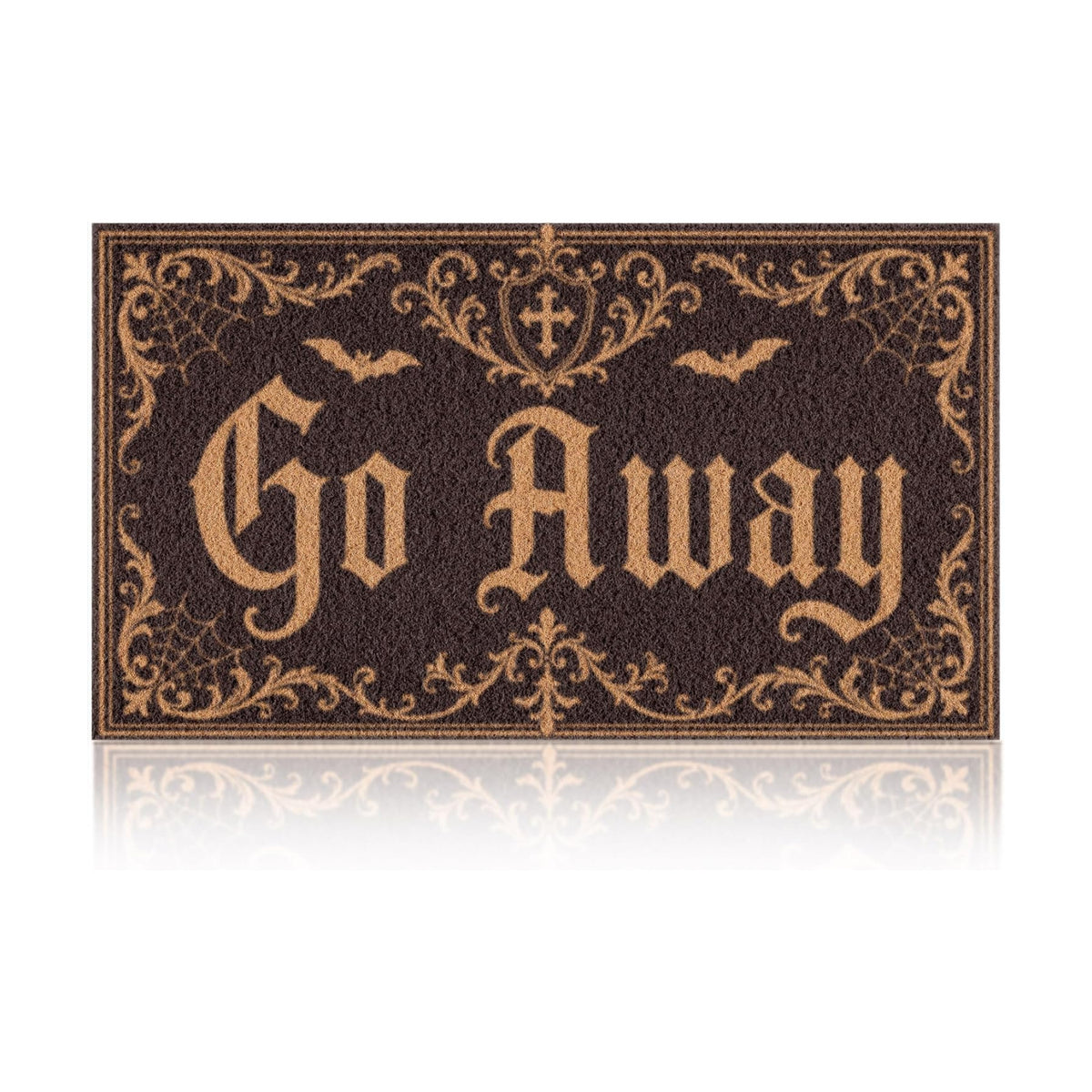 Halloween Door Mat with Go Away Design for Porch Outdoor Gothic Bat Mat
