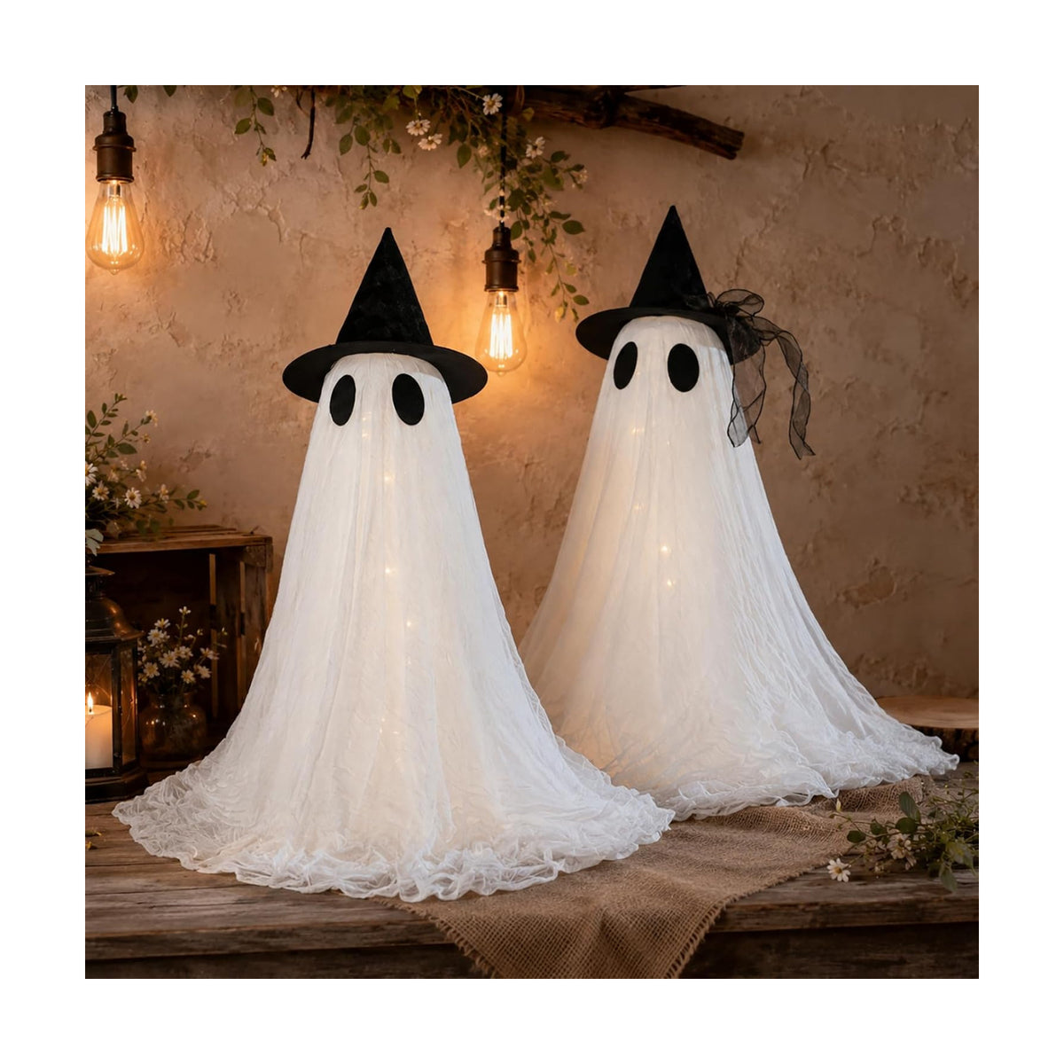 2 Pack Cute Glowing Ghost Decor - Halloween Ghost Decorations