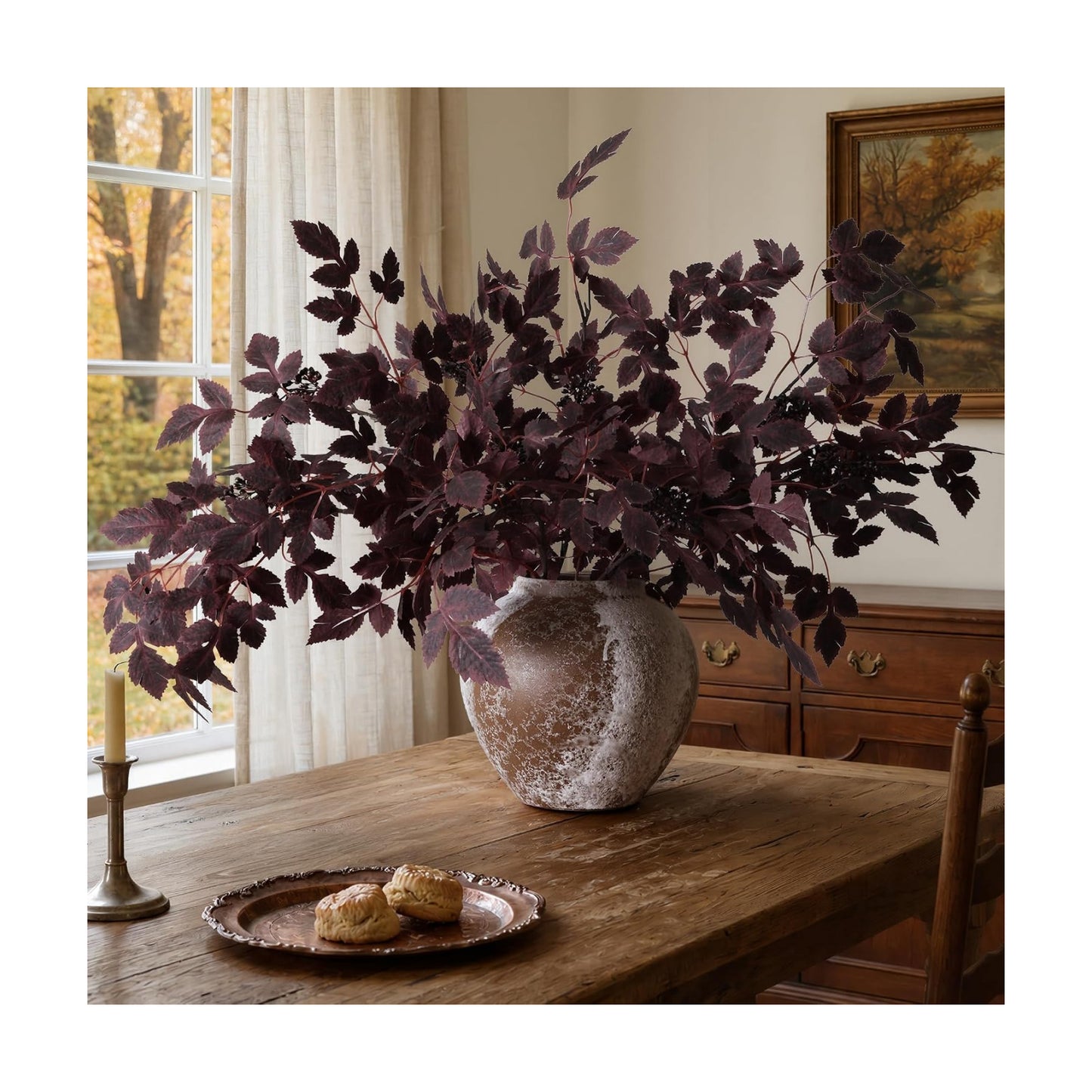 HyeFlora Artificial Cimicifuga Plant Leaf Spray Stems 4PCS Fake Greenery Branches 28.7 in Faux Leaves Real Touch Silk