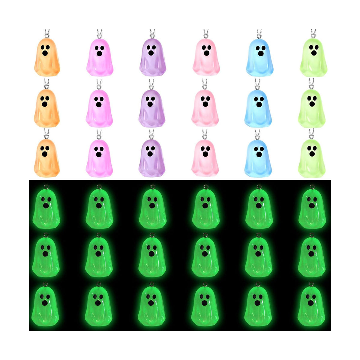 36Pcs Glowing in Dark Halloween Ghost Ornaments for Small Tree