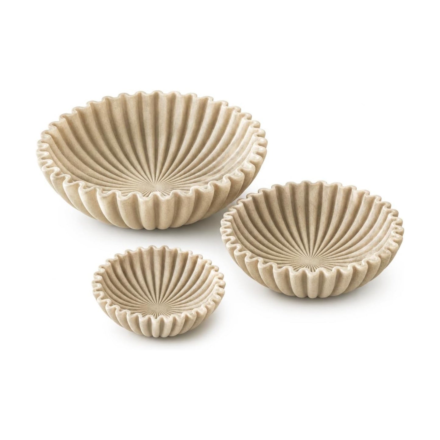 YMXYJM Decorative Bowl Set of 3, Fluted Resin Bowls for Home Decor, Beige