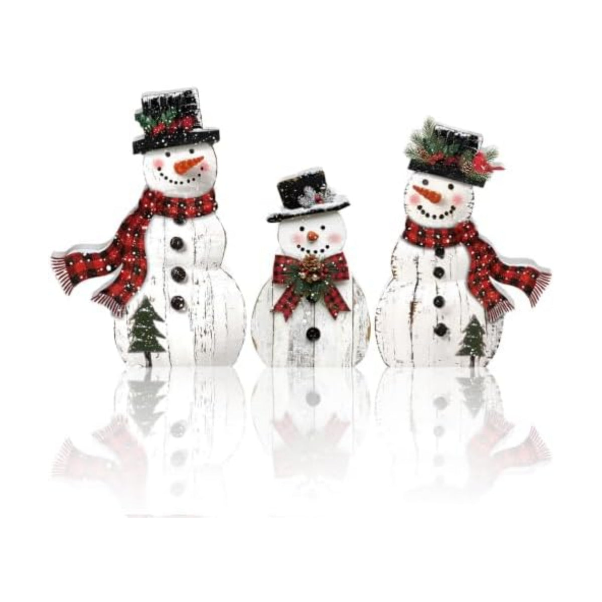 Barydat 3 Pcs Snowman Christmas Decorations Rustic Wooden Indoor Decor