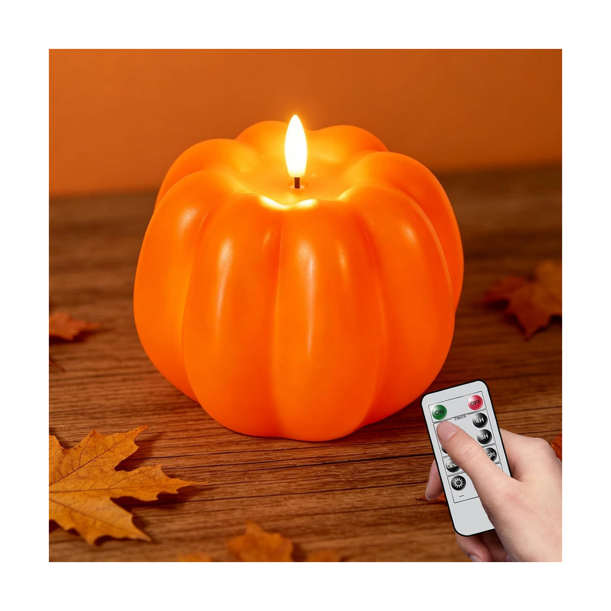 Wondise Orange Fall Decorations Real Wax Pumpkin Candles with Remote Timer | Battery Operated Fall Candles Fall Decor