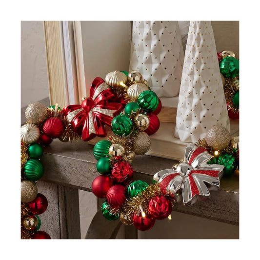 Thiccywoov 6 ft Christmas Ball Garland Ornament with Bows Decorations