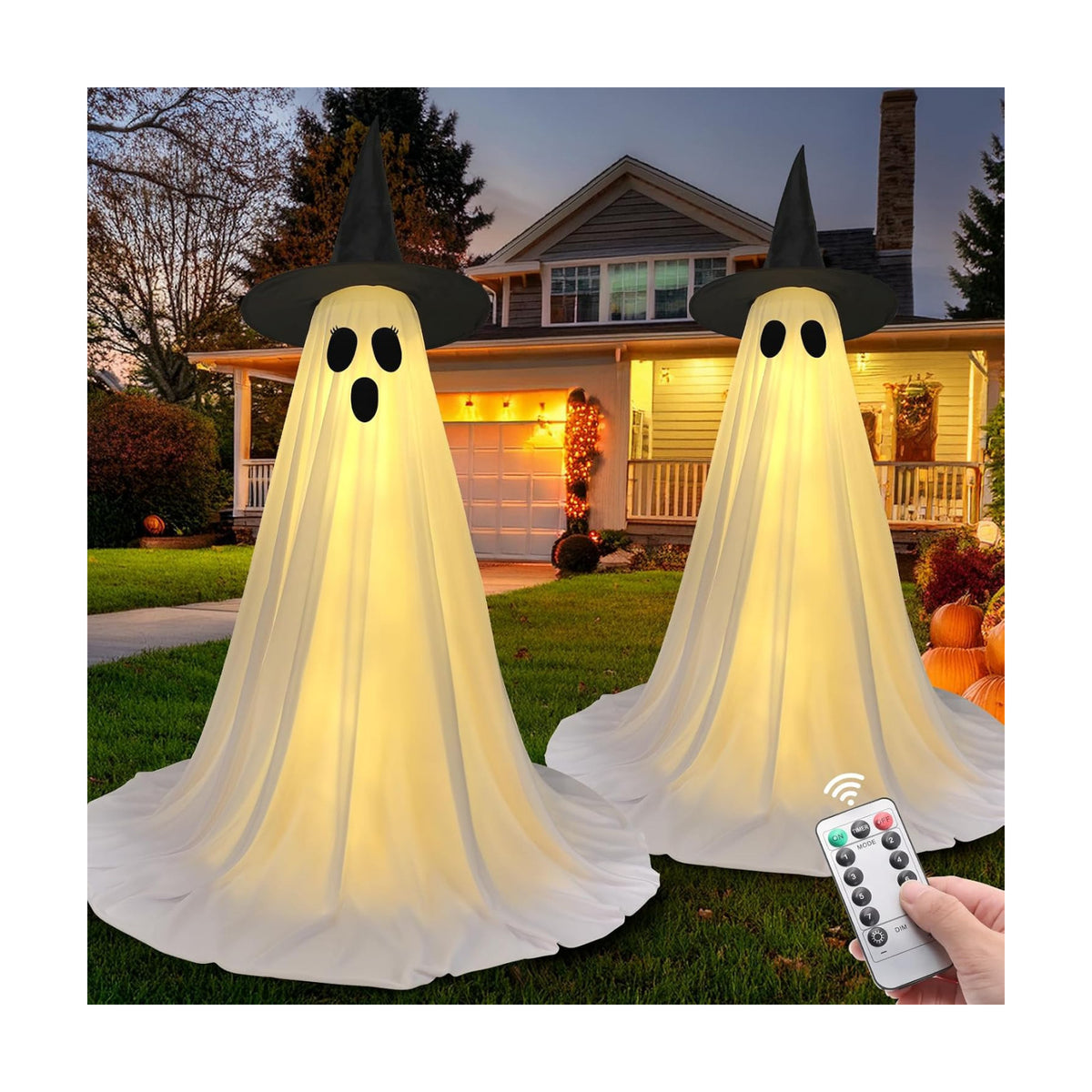 Halloween Ghost Decorations, 2 Pack 59" Lighted Ghosts with Remote