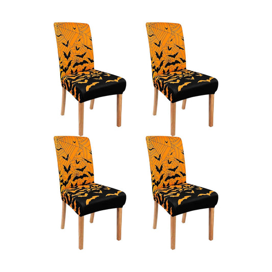 Halloween Bats Chair Covers Set of 4 for Dining Home Party Decor
