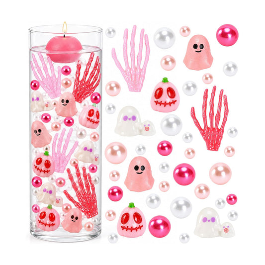 Halloween Floating Vase Filler Kit, Pink White Floating Candles Filler