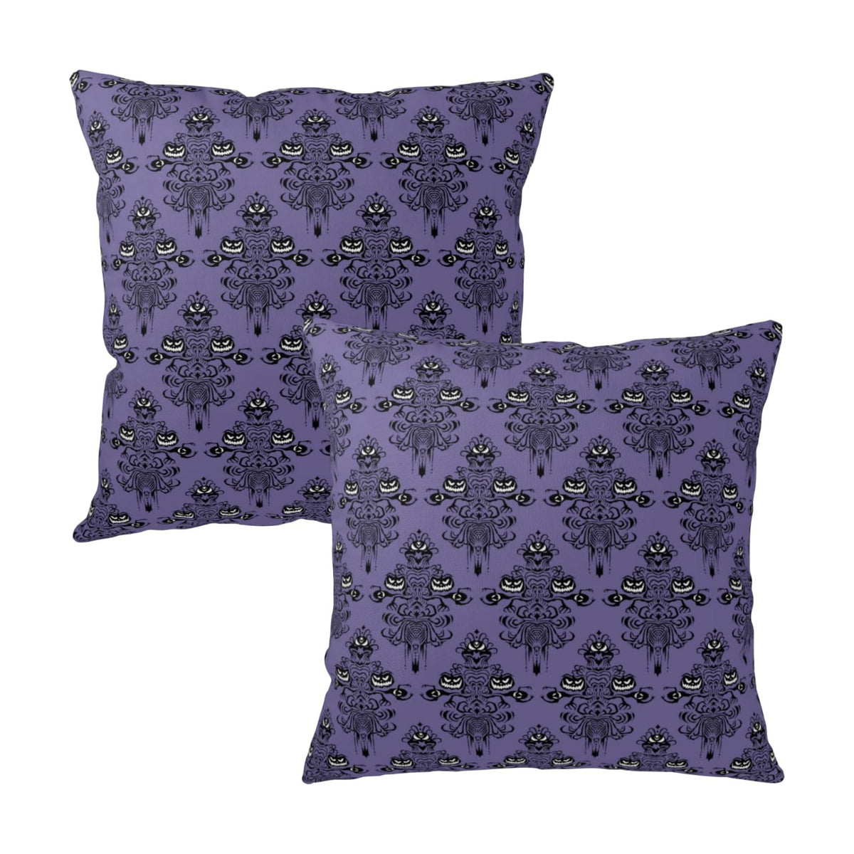 Halloween Haunted Ghosts Pillow Cover 22x22 Inch Set of 2 Deep Purple Spooky Scary Throw Pillow Case Skull Spooky Farmhouse Outdoor Decorative Cushion Cases Home Sofa Couch