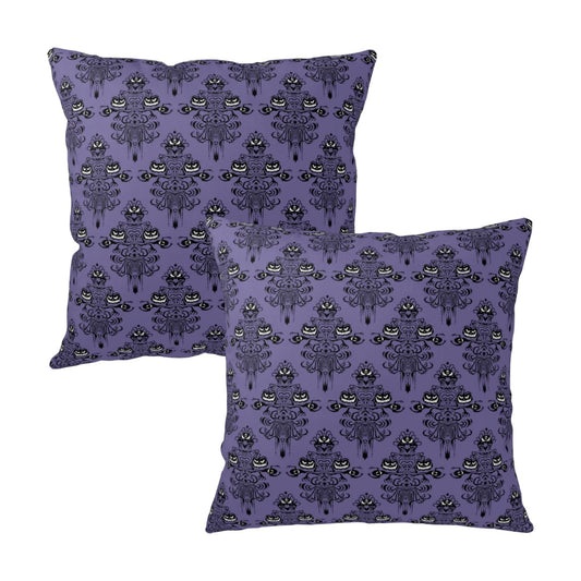 Halloween Haunted Ghosts Pillow Cover 22x22 Inch Set of 2 Deep Purple Spooky Scary Throw Pillow Case Skull Spooky Farmhouse Outdoor Decorative Cushion Cases Home Sofa Couch
