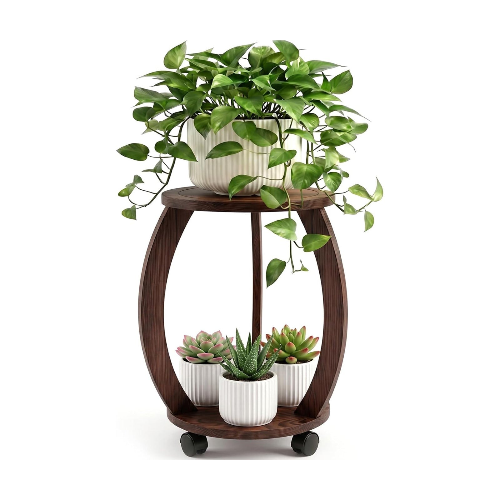 Mid-Century Modern Rustic Plant / Dark Brown / 12 Inch
