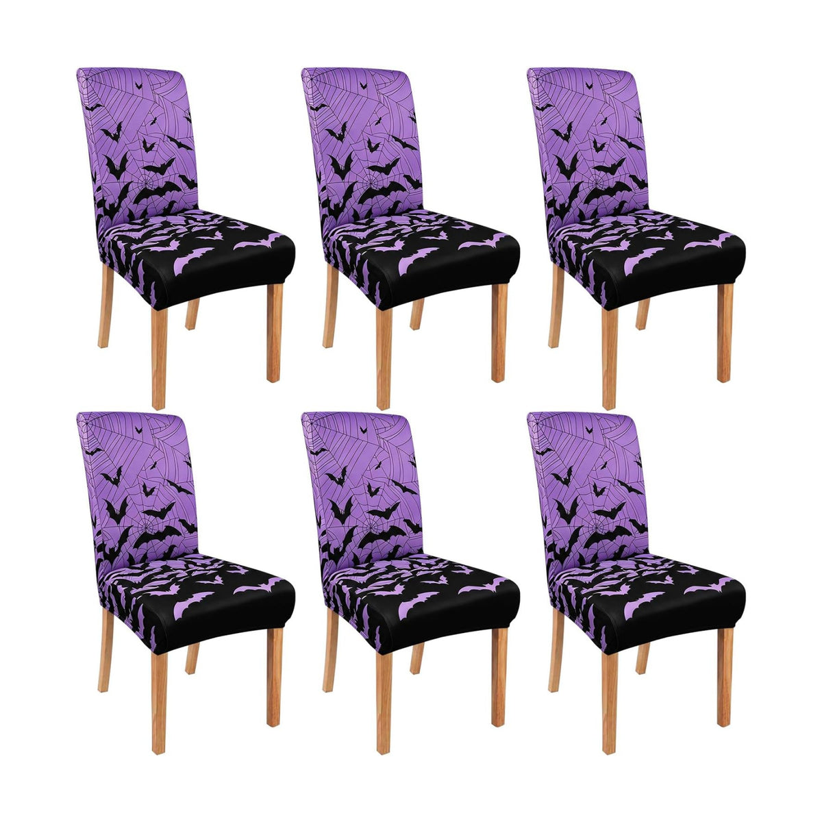 Halloween Bats Chair Covers Set of 6 for Dining Home Party Decor